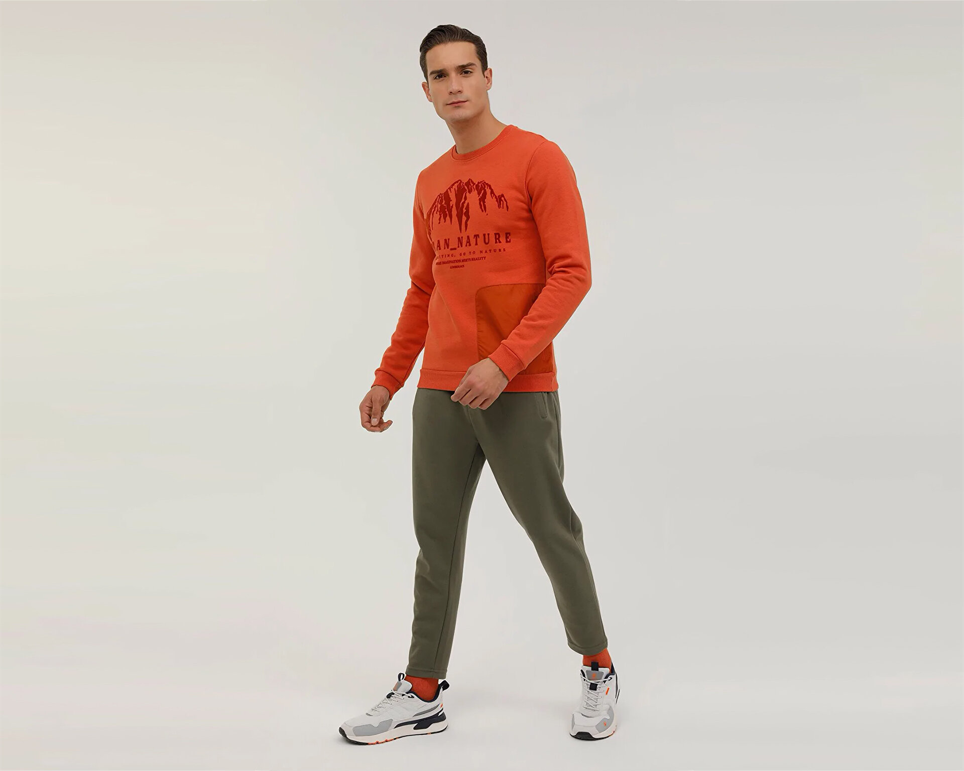 Lumberjack Erkek M Cg556 Nature Sweatshirt 2Pr Turuncu 100002638