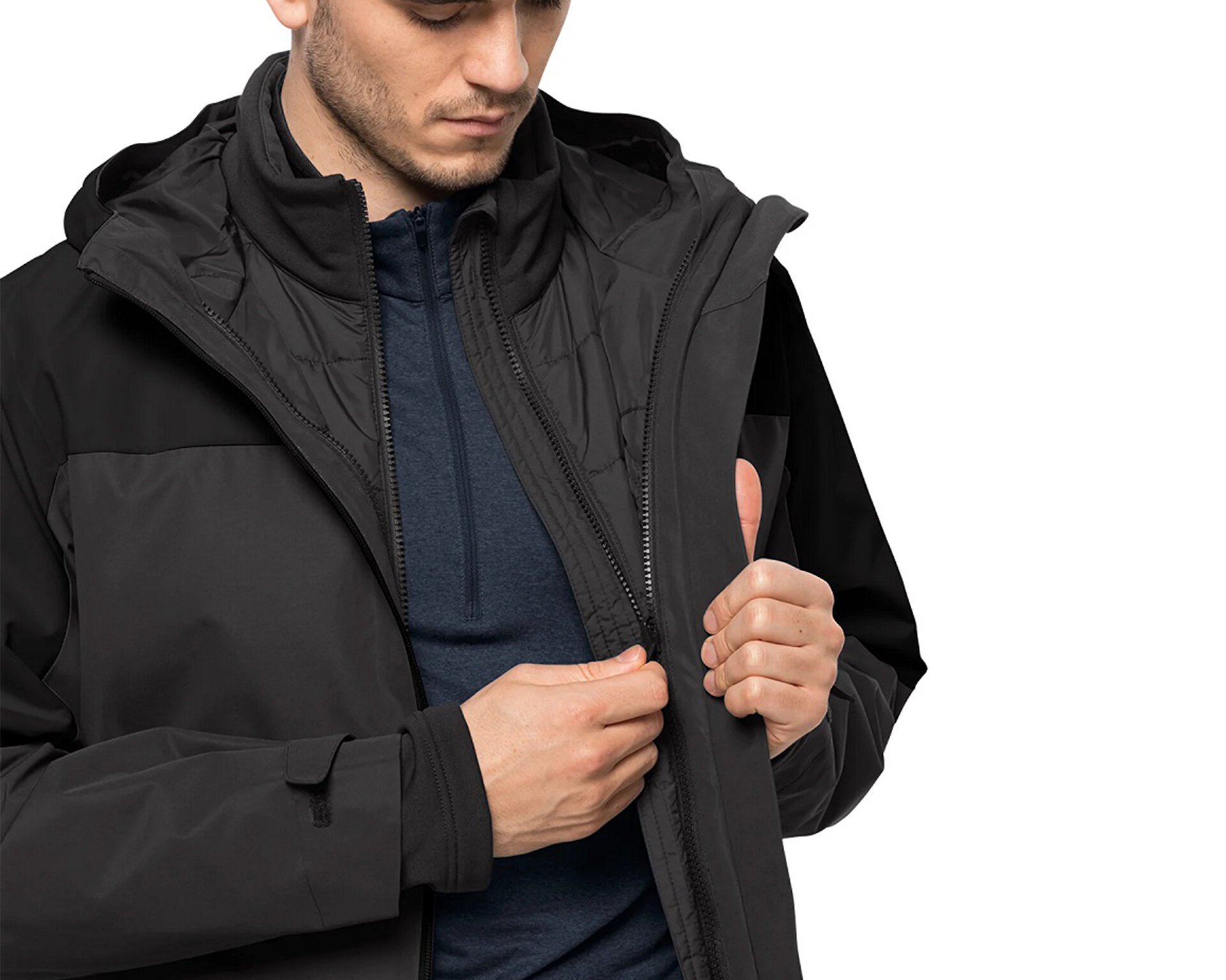 Jack Wolfskin Erkek Glaabach 3in1 Jkt Gri 1115291-6000