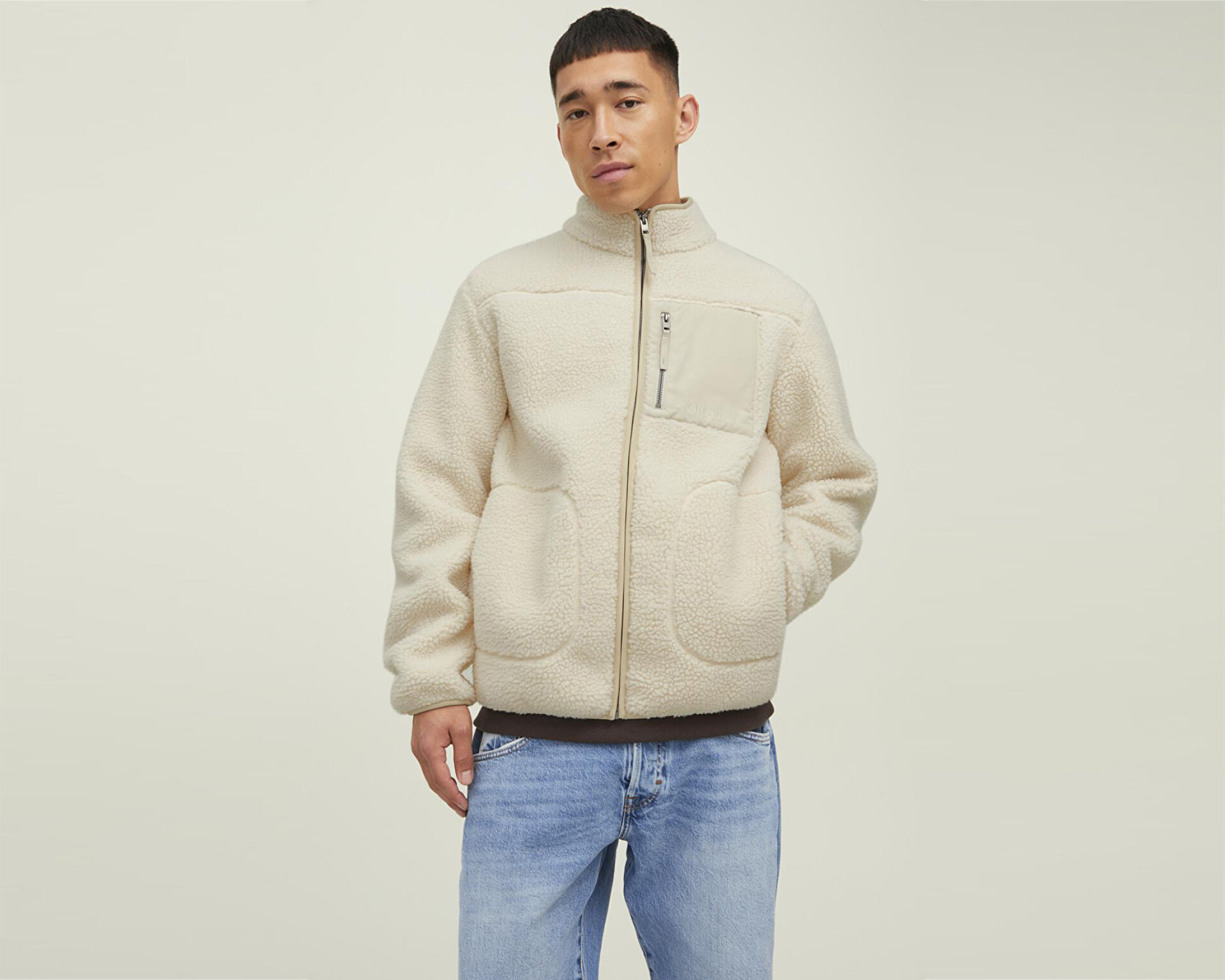 ギルダ('46米) Jack Jones Erkek Jorpark Teddy Jacket Noos Krem 12215136-OATMEAL