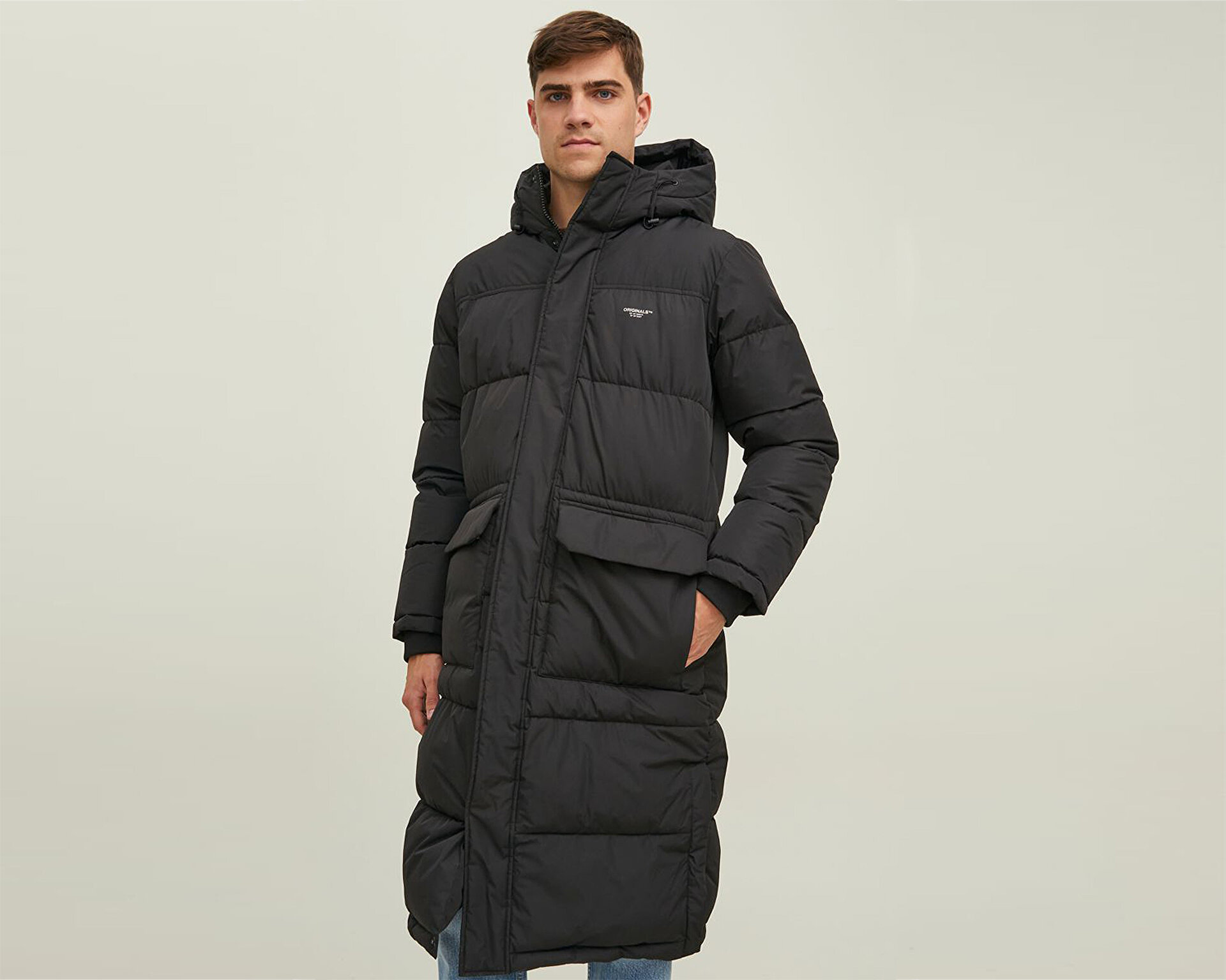 Jack Jones Erkek Jorsence Long Puffer Siyah 12215143-BLACK