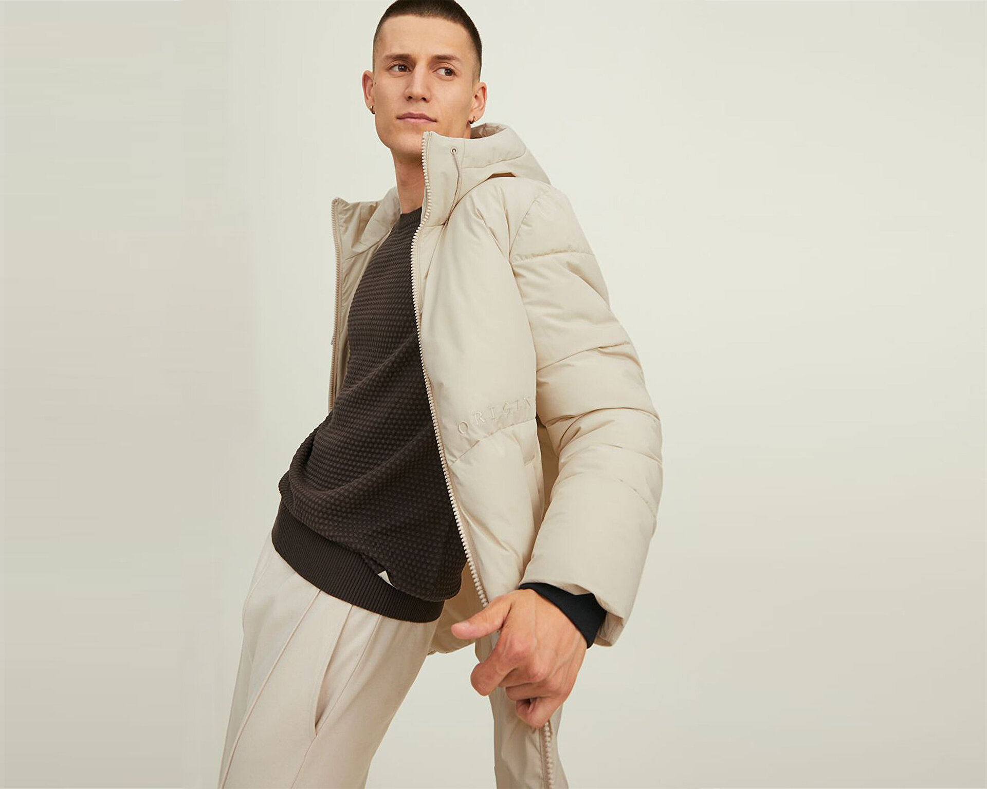 Jack Jones Erkek Jorcopenhagen Long Puffer Ln Krem 12215283-MOONBEAM