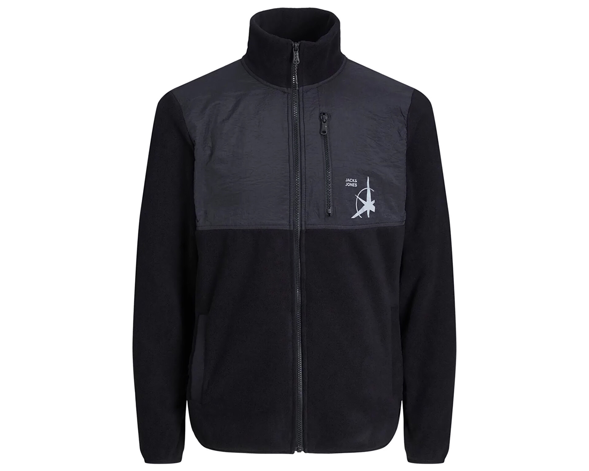 Jack Jones Erkek Jcofilo Polarfleece Sweat Zip High Sn Siyah