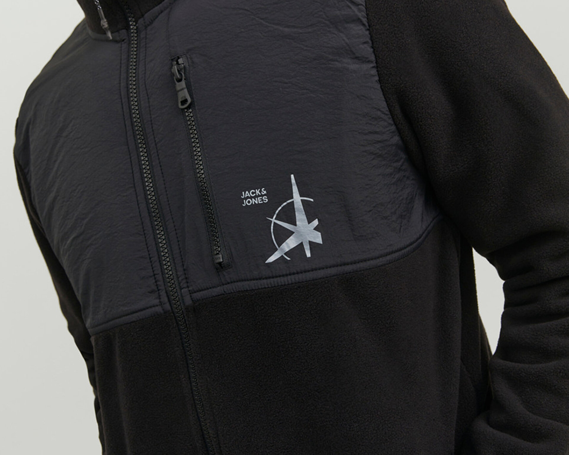 Jack Jones Erkek Jcofilo Polarfleece Sweat Zip High Sn Siyah