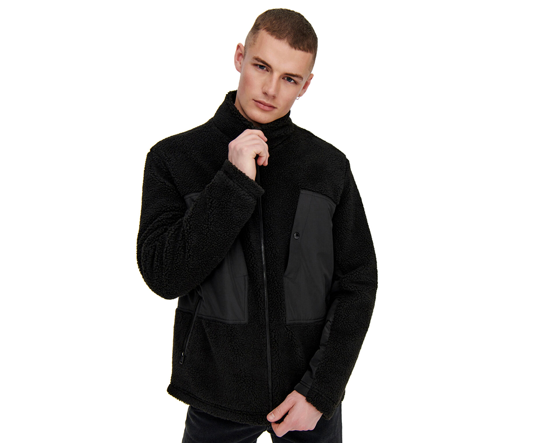 Only Erkek Onsvillads Sherpa Mix Jacket Otw Siyah 22022512-BLACK