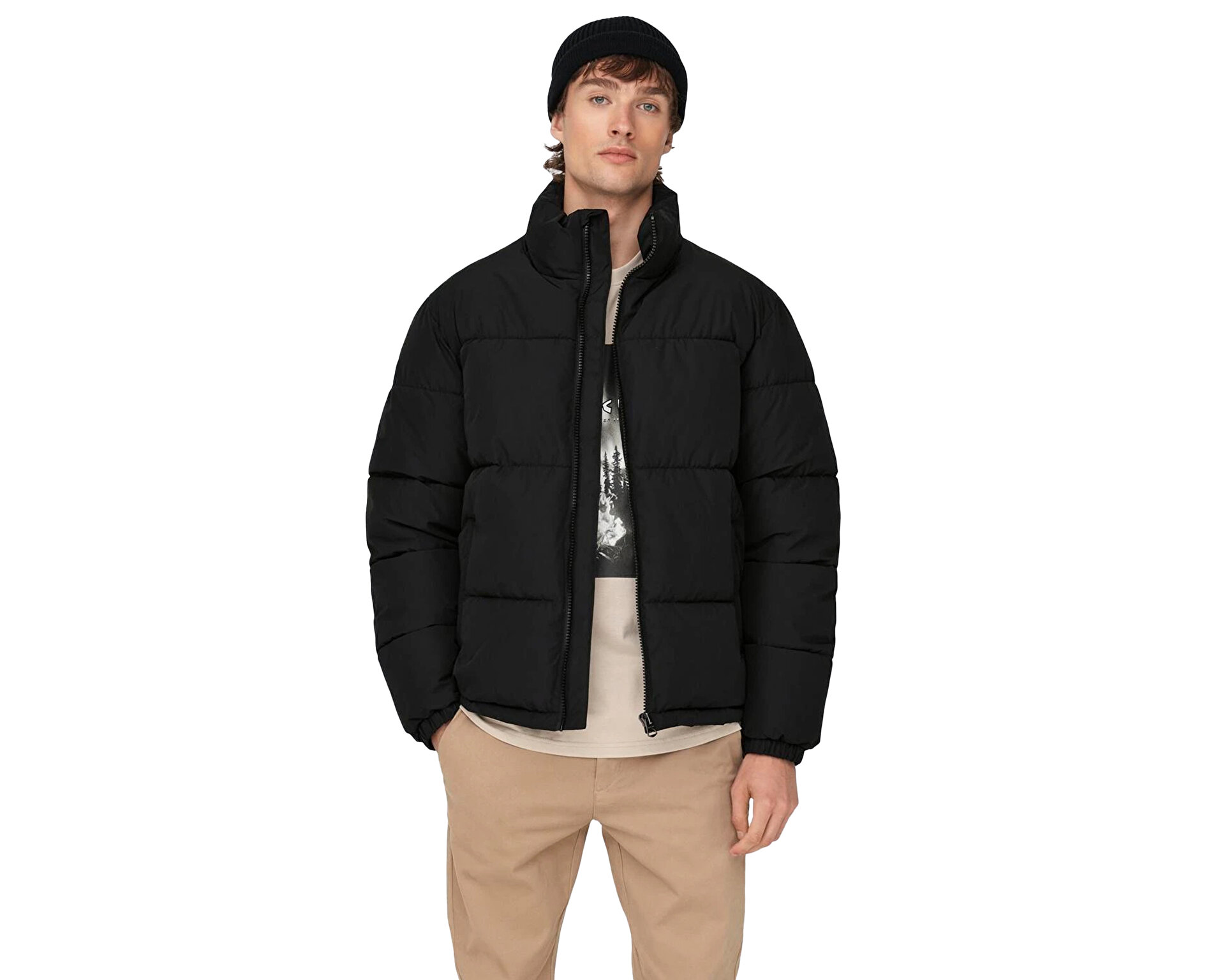 Only Erkek Onsmelvin Life Lf Puffer Jacket Otw Vd Siyah 22025205-BLACK