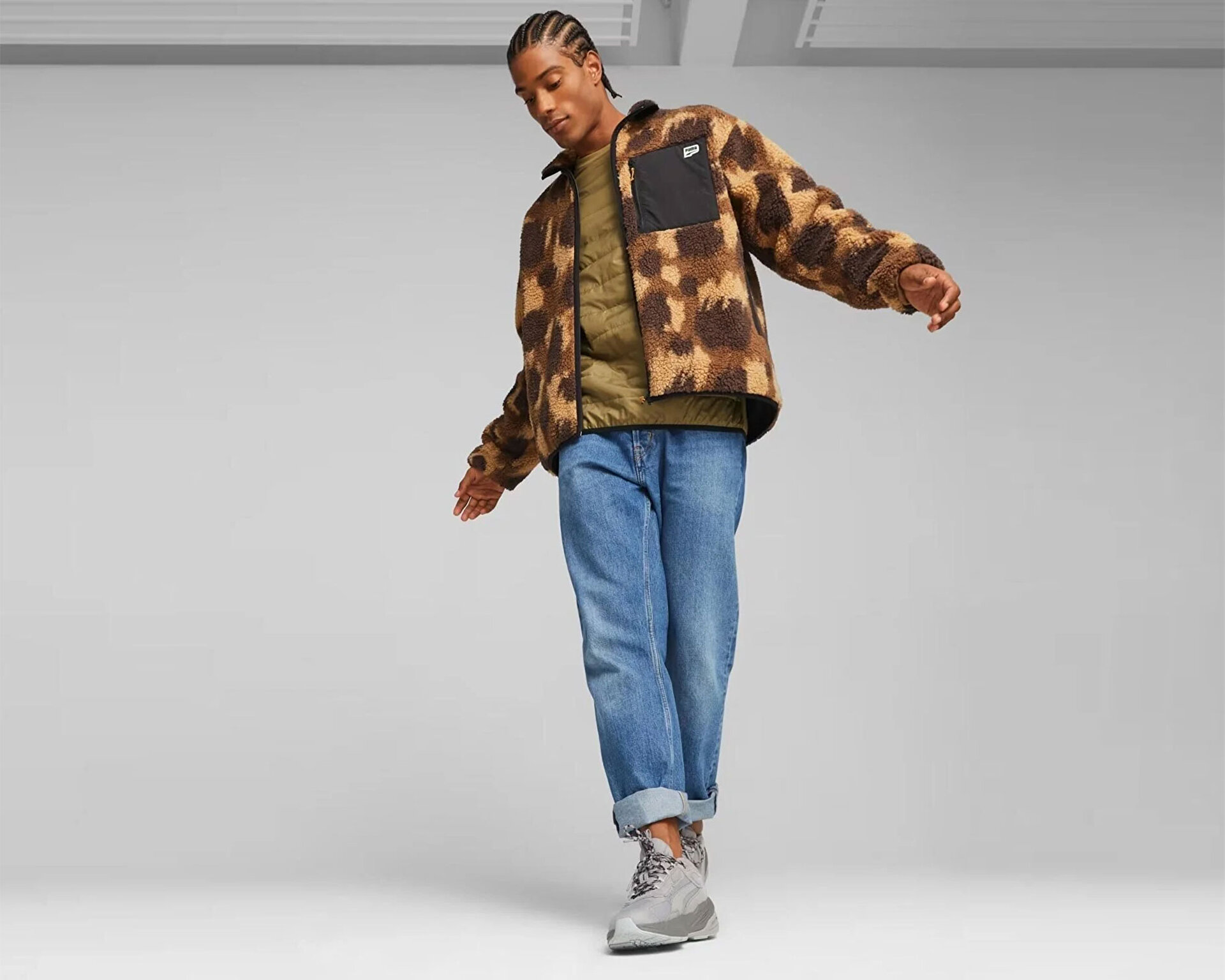 Puma Erkek Downtown Aop Sherpa Jacket Kahverengi 62167701