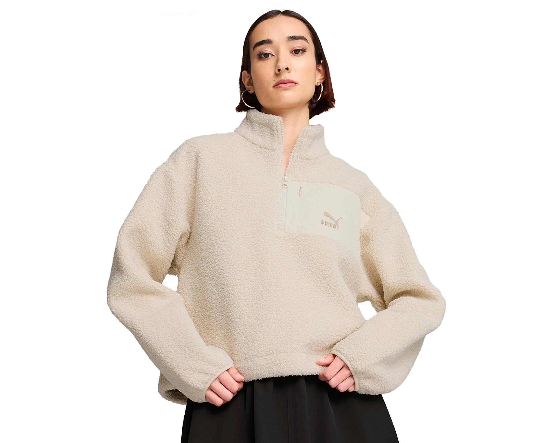 Puma Kadın Classics Winterized Half-Zip Krem 62679687