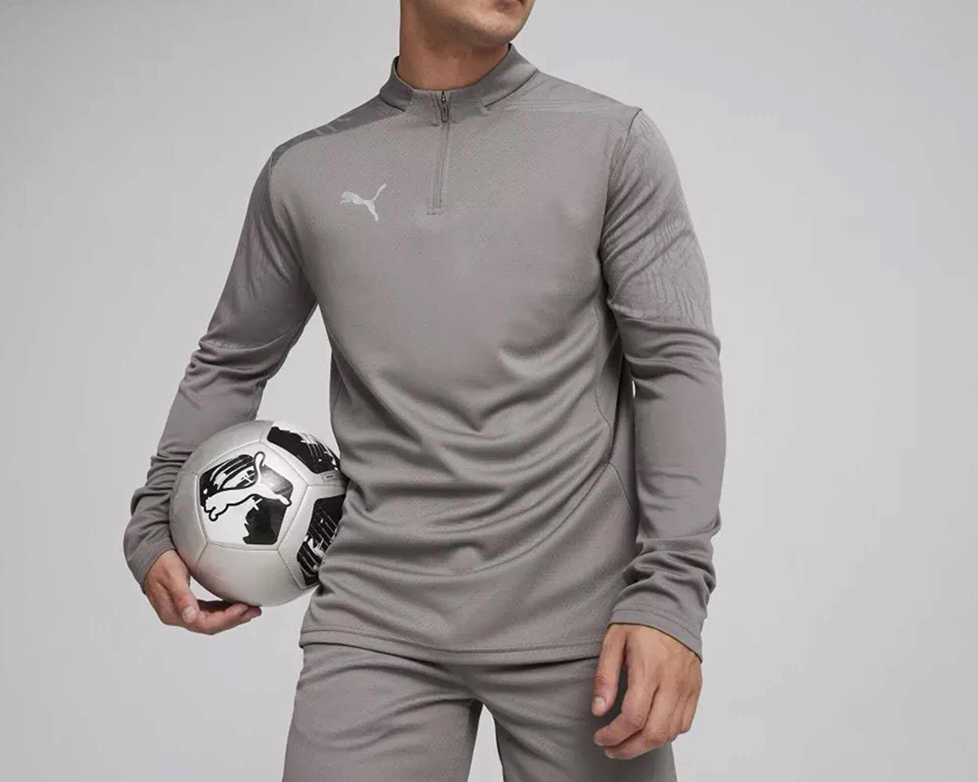 Puma Erkek Teamfinal Training 1/4 Zip Gri 65855113