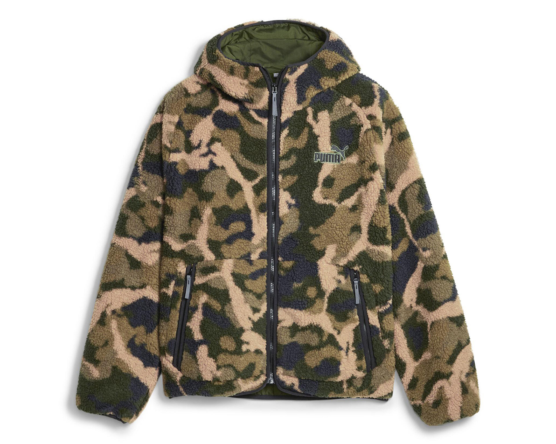 コレクション PASPY Puma Erkek Sherpa Hooded Aop Jacket Yeşil 67538431