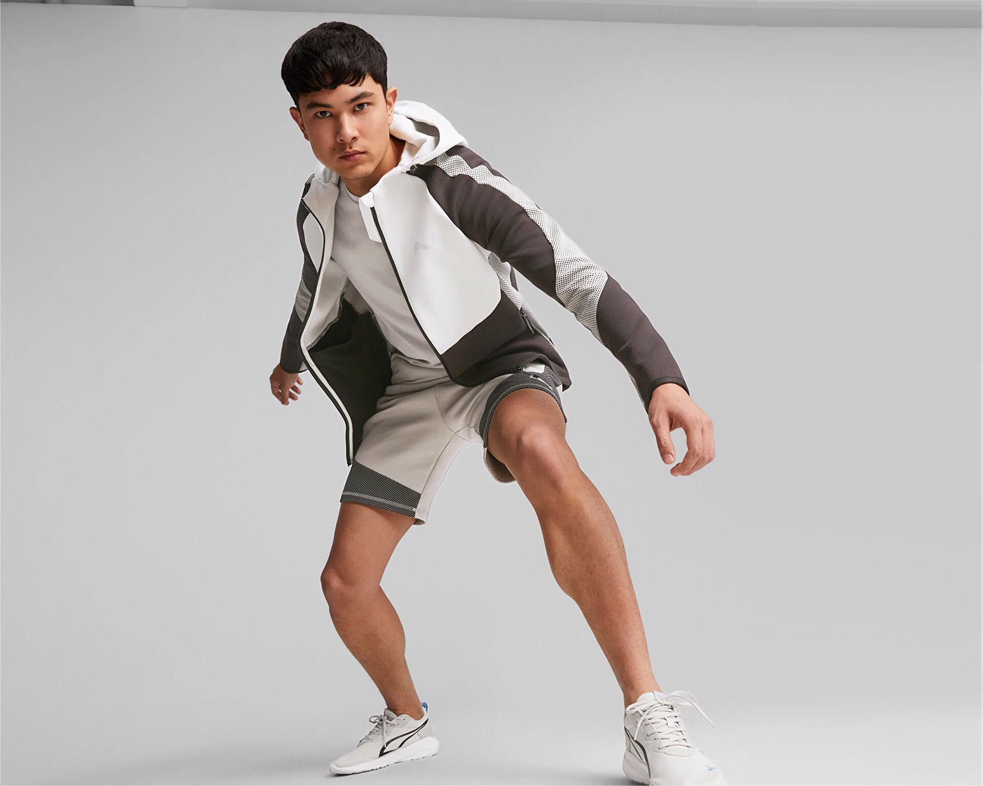 Puma Erkek Evostripe Full-Zip Hoodie Beyaz 67593014