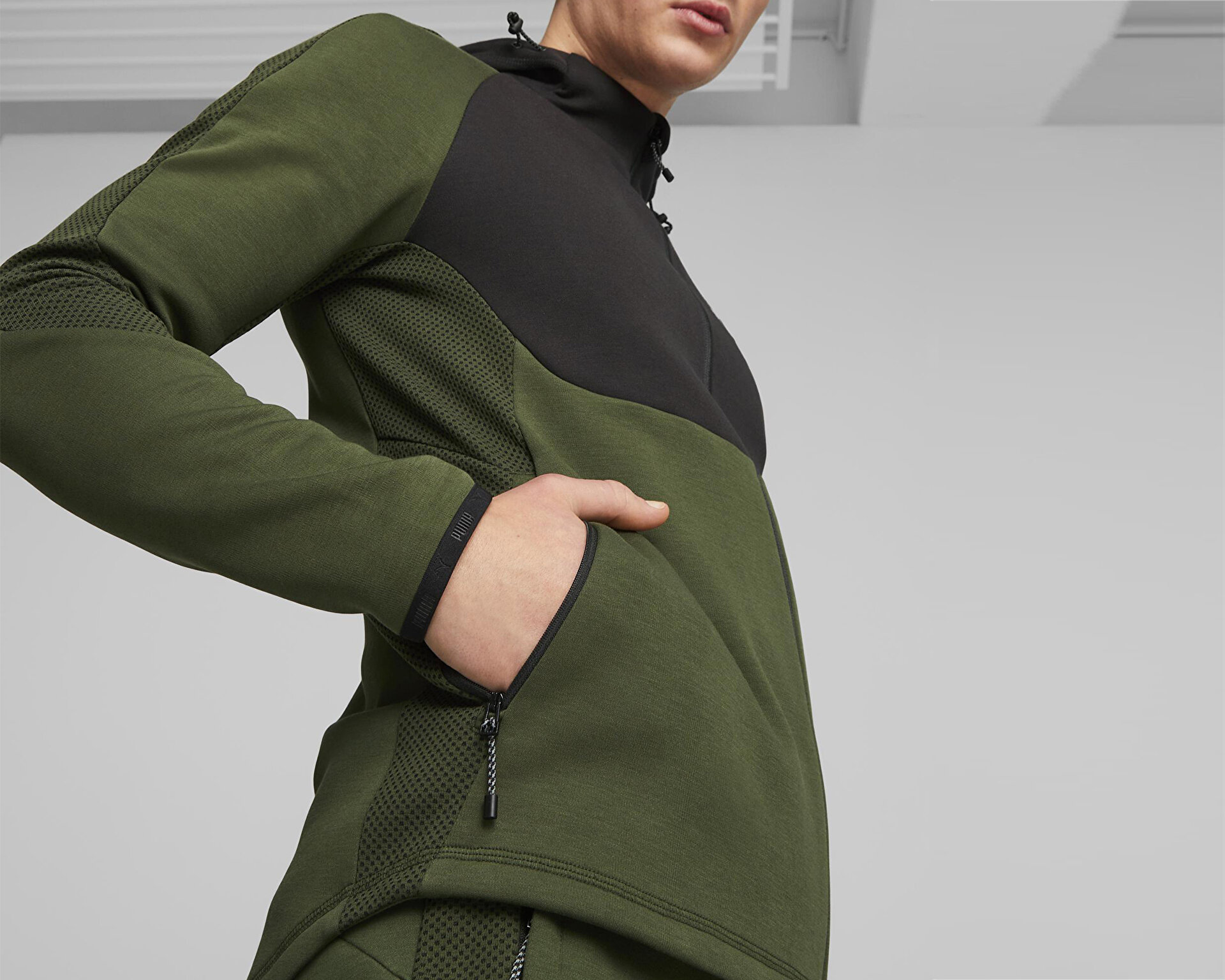 Puma Erkek Evostripe Full-Zip Hoodie Yeşil 67593031