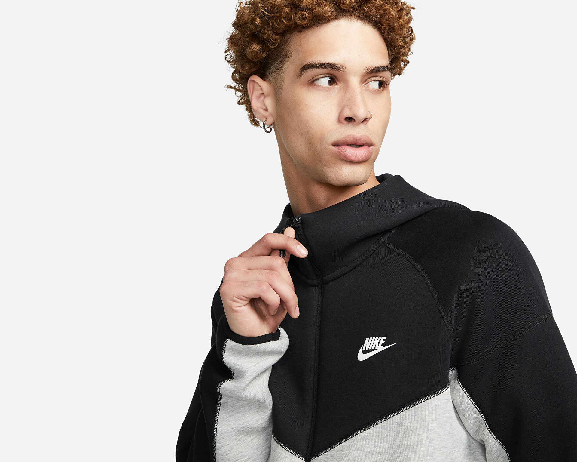 Nike Erkek M Nk Tch Flc Fz Wr Hoodie Gri FB7921-064