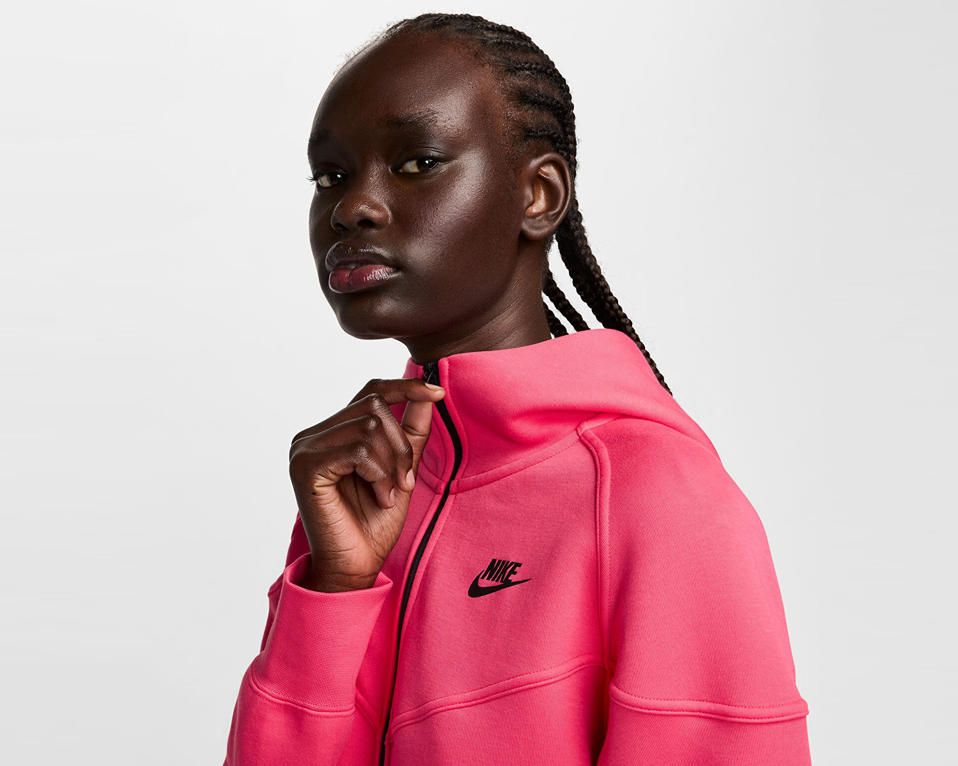 Nike Kadın W Nsw Tch Flc Wr Fz Hdy Pembe FB8338-629