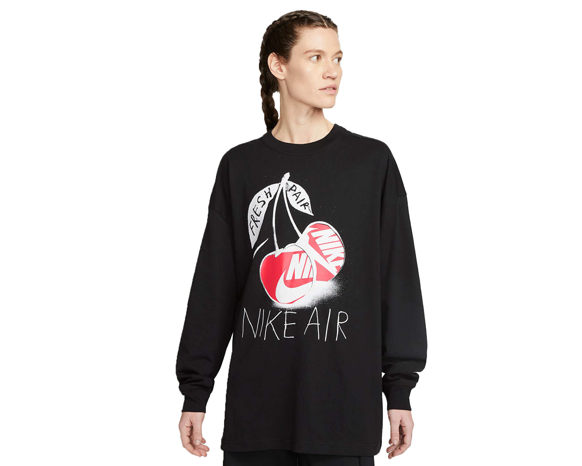 Nike Kadın W Nsw Tee Oc 3 Ls Os Siyah FD2566-010