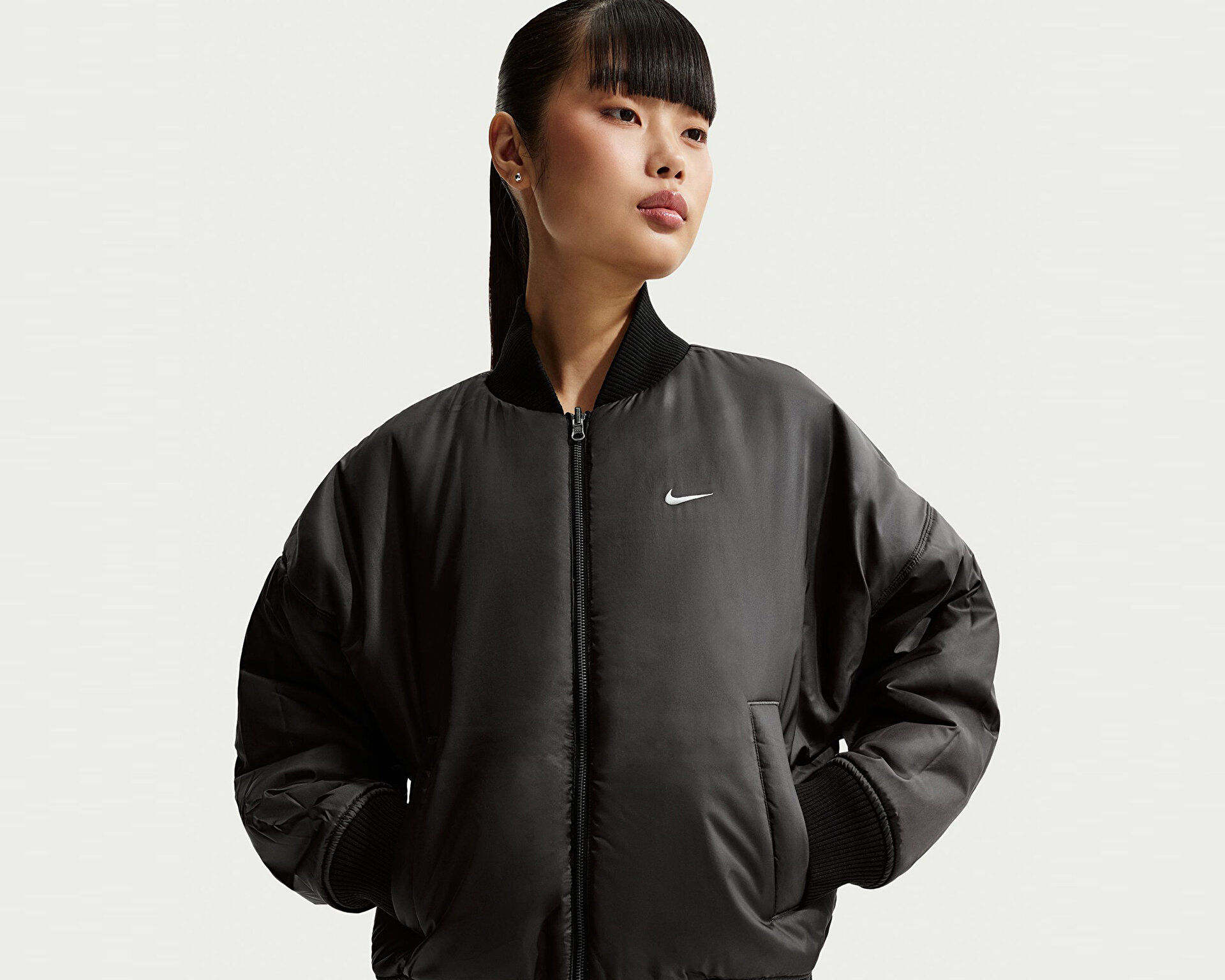 nike fleece bomber jacket womens