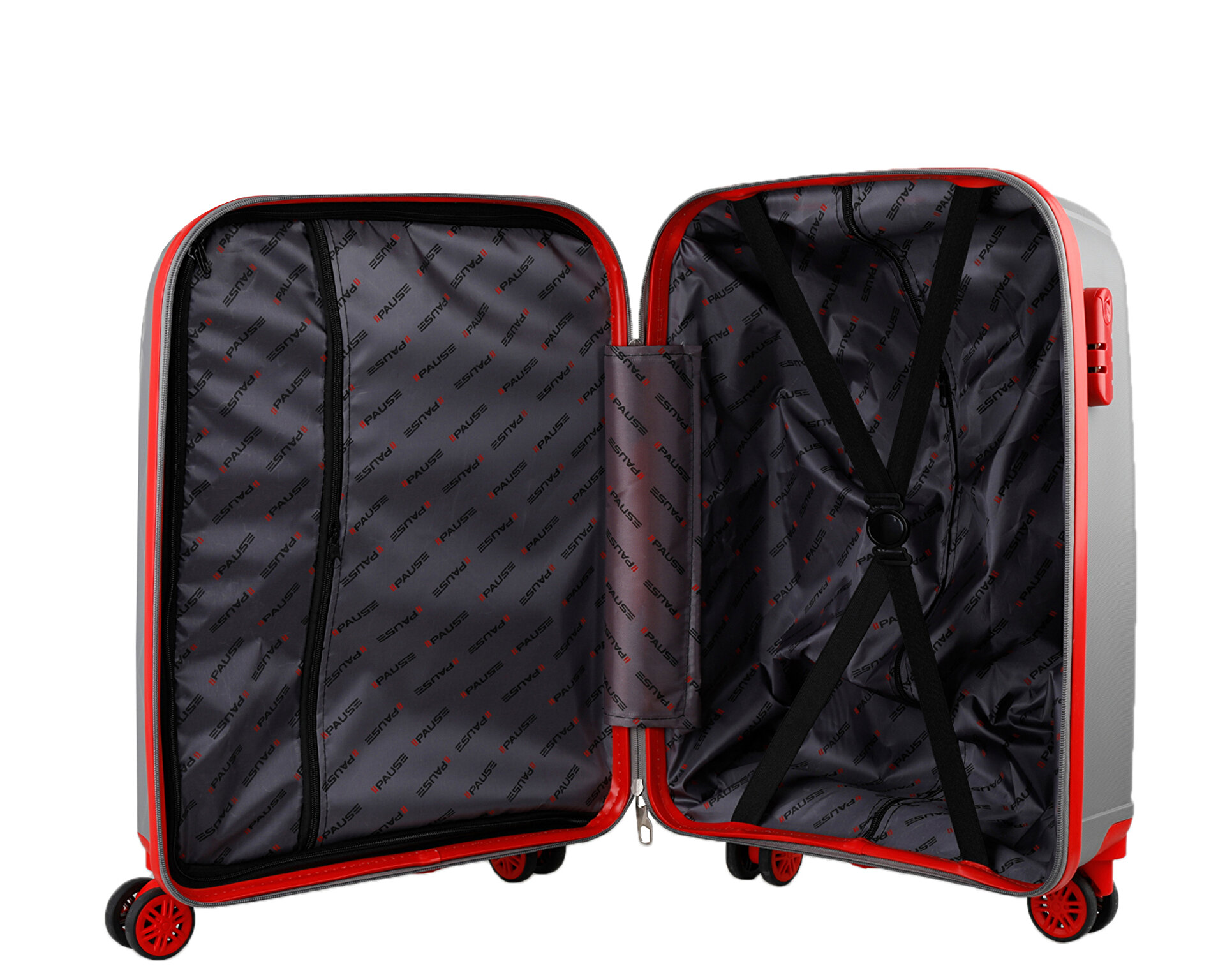Pause Unisex Gri Kırmızı Valiz Büyük Boy Gri JJ1010-406-L
