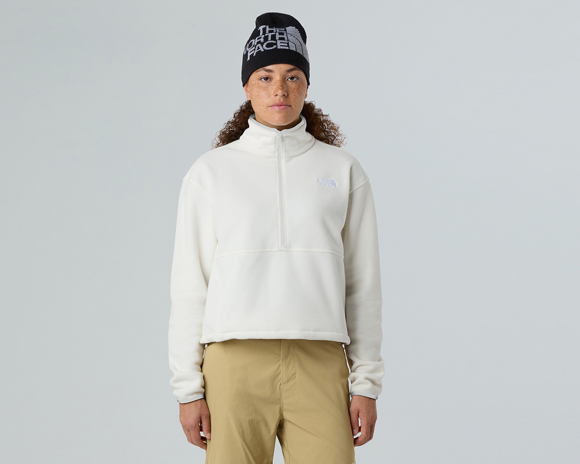 THE NORTH FACE Kadın W GLACIER FLEECE 1/2 ZIP SHORT JACKET Beyaz