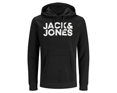 Jack Jones Erkek Jjecorp Logo Sweat Hood Noos Siyah 12152840-BLACK