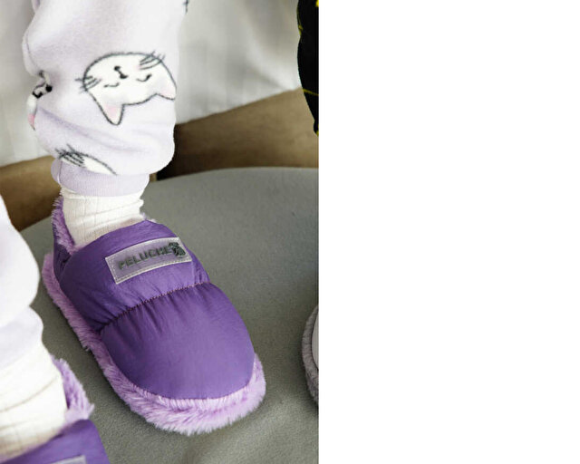 Peluche Ayakkabı Terlik Purple Parachute Child Slipper - Görsel 4