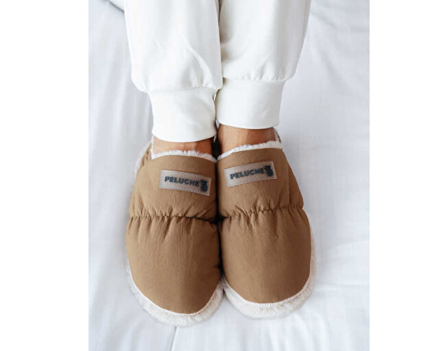 Peluche Ayakkabı Terlik Brown Parachute Women Slipper - Görsel 3