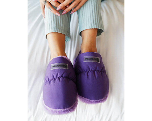 Peluche Ayakkabı Terlik Purple Parachute Women Slipper - Görsel 4